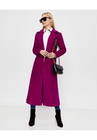 CHAOS BY MARTA BOLIGLOVA - Fuksjowy płaszcz z wiązaniem. Kolor: różowy, wielokolorowy, fioletowy. Materiał: wełna #3