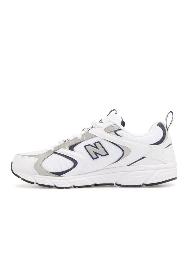 Buty lekkie wygodne białe sportowe sneakersy męskie New Balance. Kolor: szary, biały, wielokolorowy. Materiał: syntetyk. Szerokość cholewki: normalna. Sport: turystyka piesza