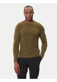 Aeronautica Militare Sweter 252MA1571UL00409 Zielony Slim Fit. Kolor: zielony. Materiał: bawełna