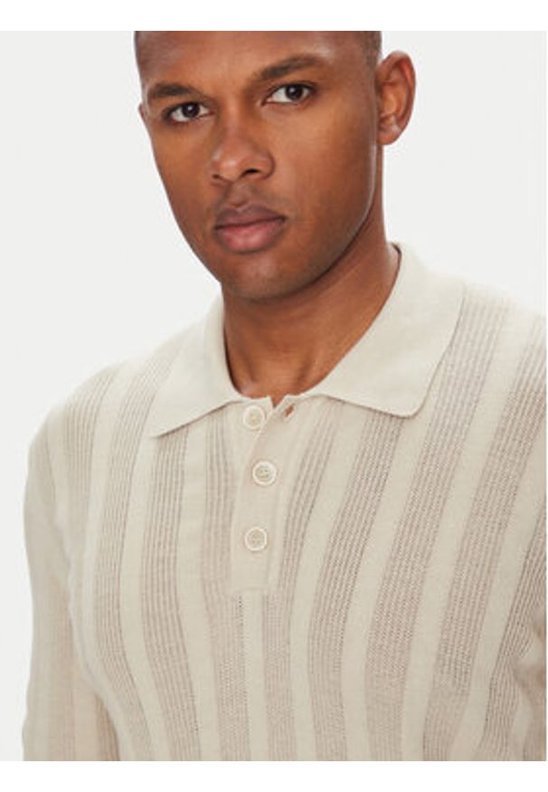 Baldessarini Polo B4 50024.5232 Beżowy Slim Fit. Typ kołnierza: polo. Kolor: beżowy. Materiał: bawełna
