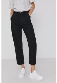 Drykorn Spodnie Alive damskie kolor czarny proste high waist. Stan: podwyższony. Kolor: czarny. Materiał: dzianina