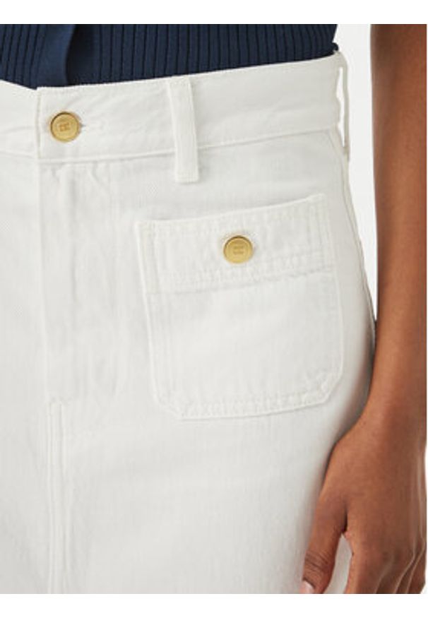 TOMMY HILFIGER - Tommy Hilfiger Spódnica jeansowa WW0WW48607 Biały Regular Fit. Kolor: biały. Materiał: bawełna
