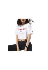Koszulka sportowa damska Reebok Linear Logo Crop Tee. Kolor: biały. Długość rękawa: krótki rękaw. Długość: krótkie #2