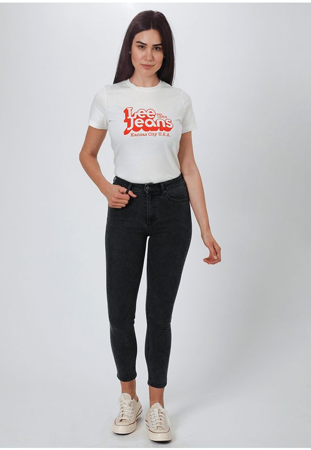 Lee - DAMSKI T-SHIRT LEE SLIM LOGO TEE WHITE CANVAS L44CEPRR 112109812
