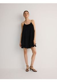 Reserved - Sukienka mini - czarny. Kolor: czarny. Materiał: dzianina, prążkowany. Długość: mini