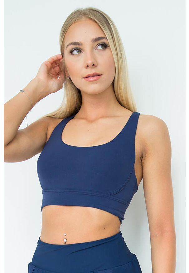 2SkIN - Stanik sportowy damski Balance midnight 2skin. Kolor: niebieski. Sport: bieganie, fitness, kolarstwo, joga i pilates