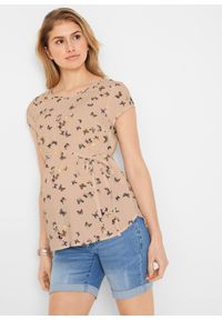 bonprix - Lekka bluzka ciążowa z wiskozy. Kolekcja: moda ciążowa. Kolor: biały. Materiał: wiskoza, materiał. Wzór: nadruk #1