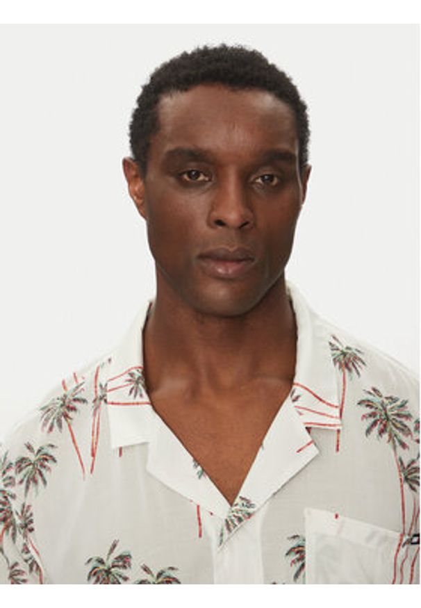 TOMMY HILFIGER - Tommy Hilfiger Koszula Bowling Shirt Print UM0UM03227 Beżowy Regular Fit. Kolor: beżowy. Materiał: syntetyk. Wzór: nadruk