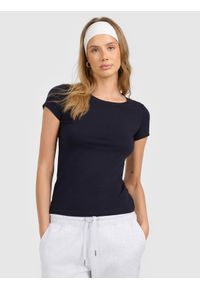 4f - 4F T-shirt regular gładki damski S. Kolor: niebieski. Materiał: bawełna, dzianina. Wzór: gładki #1