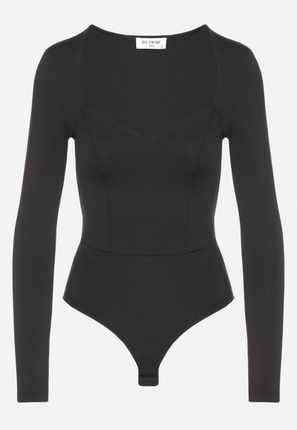 Born2be - Czarne Body z Wiskozą i Kwadratowym Dekoltem Labiene. Okazja: na co dzień. Typ kołnierza: dekolt kwadratowy. Kolor: czarny. Materiał: wiskoza. Długość rękawa: długi rękaw. Długość: długie. Styl: casual, elegancki