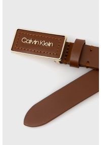 Calvin Klein Pasek skórzany damski kolor brązowy. Kolor: brązowy. Materiał: skóra #2