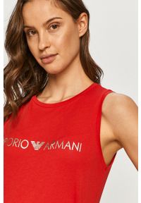 Emporio Armani Underwear - Emporio Armani - Sukienka. Okazja: na co dzień. Kolor: czerwony. Materiał: dzianina. Wzór: nadruk. Typ sukienki: proste. Styl: casual #3