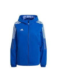 Adidas - Kurtka piłkarska damska adidas Tiro 21 Windbreaker. Kolor: biały, niebieski, wielokolorowy. Sport: piłka nożna