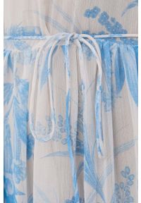 TwinSet - Twinset sukienka mini rozkloszowana. Kolor: niebieski. Materiał: koronka. Typ sukienki: rozkloszowane. Długość: mini
