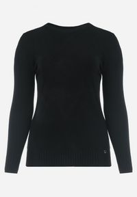 Born2be - Czarny Sweter z Przeszyciami Maialle. Kolor: czarny. Długość rękawa: długi rękaw. Długość: długie. Styl: klasyczny #3