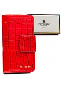 Portfel damski Peterson PTN 008-DS czerwony. Kolor: czerwony. Materiał: skóra ekologiczna. Wzór: aplikacja, gładki