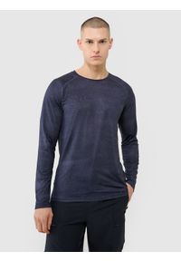 4f - Longsleeve rowerowy szybkoschnący męski - czarny. Kolor: czarny. Materiał: syntetyk, materiał, elastan, włókno, dzianina. Długość rękawa: długi rękaw. Długość: krótkie. Wzór: gładki, nadruk, ze splotem. Styl: sportowy, klasyczny