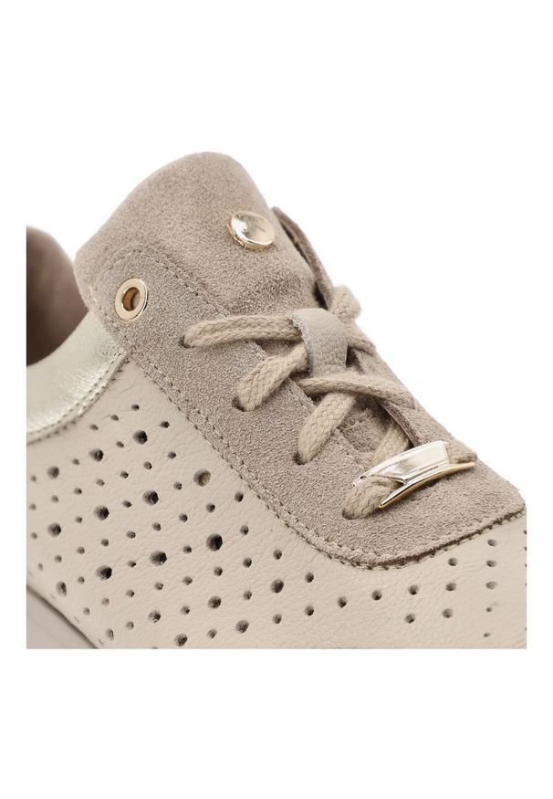Beżowe Sneakersy Armodo Modne Skórzane Obuwie Damskie. Okazja: na co dzień. Kolor: beżowy. Materiał: skóra. Styl: elegancki, casual