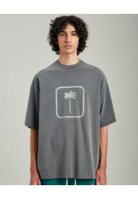 PALM ANGELS - Szary t-shirt z logo. Kolor: szary. Materiał: bawełna. Styl: klasyczny