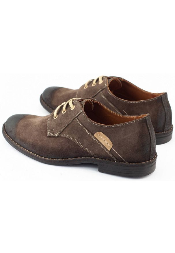 KENT Buty męskie casual 272 brązowe. Okazja: na co dzień. Kolor: brązowy. Materiał: jeans, skóra. Sezon: jesień, wiosna. Styl: casual