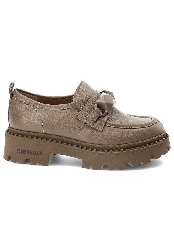 CheBello - Brązowe Półbuty Chebello Modne Skórzane Mokasyny Damskie. Okazja: na co dzień. Kolor: brązowy. Materiał: skóra. Styl: casual, klasyczny, elegancki