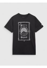 4f - 4F T-shirt regular z nadrukiem męski - czarny XXL. Okazja: na co dzień. Kolor: czarny. Materiał: bawełna, jersey, materiał. Długość rękawa: krótki rękaw. Długość: krótkie. Wzór: nadruk. Styl: sportowy, klasyczny, casual