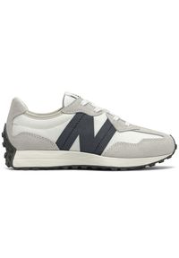 Buty dziecięce New Balance GS327FE – szare. Okazja: na co dzień. Kolor: szary. Materiał: guma, syntetyk, materiał. Szerokość cholewki: normalna