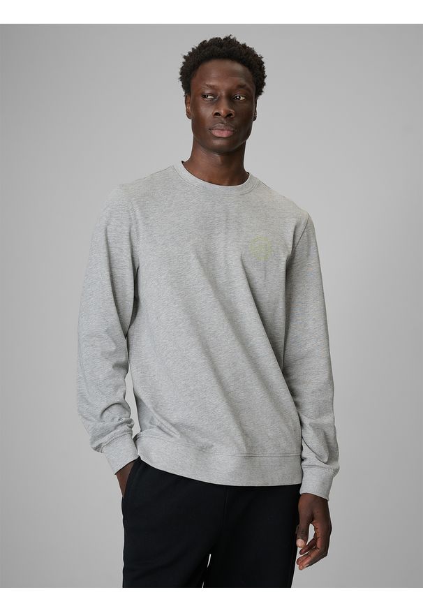 4f - 4F Longsleeve regular gładki męski - szary S. Okazja: na co dzień. Kolor: szary. Materiał: materiał. Długość rękawa: długi rękaw. Wzór: gładki. Styl: casual