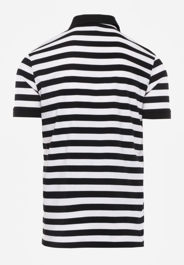 Born2be - Czarna Koszulka Polo z Bawełny w Poziome Paski Germus. Okazja: na co dzień. Typ kołnierza: polo. Kolor: czarny. Materiał: bawełna. Wzór: paski. Styl: casual