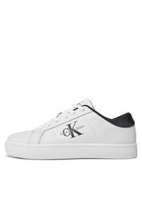 Calvin Klein Jeans Sneakersy Classic Cupsole Low Laceup Lth YM0YM00864 Beżowy. Kolor: biały. Materiał: skóra