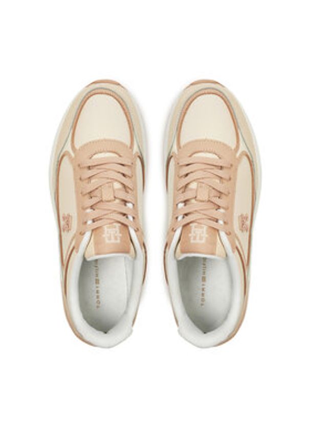 TOMMY HILFIGER - Tommy Hilfiger Sneakersy FW0FW08325 Beżowy. Kolor: beżowy. Materiał: skóra