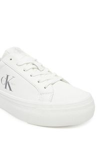 Calvin Klein Jeans Sneakersy Vulc Flatf Lth Silver Logo Tag YW0YW01877 Biały. Kolor: biały. Materiał: skóra #5