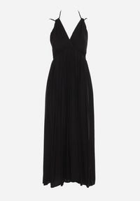 Born2be - Czarna Sukienka Wiskozowa Rozkloszowana z Wiązaniem na Szyi Frines. Okazja: na imprezę. Kolor: czarny. Materiał: wiskoza. Wzór: aplikacja. Sezon: lato. Typ sukienki: rozkloszowane. Styl: elegancki #4