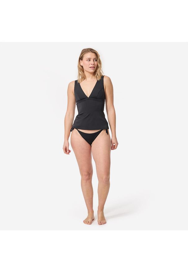 OLAIAN - Góra kostiumu kąpielowego surfingowego Olaian tankini Marine. Kolor: czarny. Materiał: poliester, poliamid, materiał, elastan