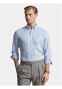 Polo Ralph Lauren Koszula 710829443029 Niebieski Slim Fit. Typ kołnierza: polo. Kolor: niebieski. Materiał: len