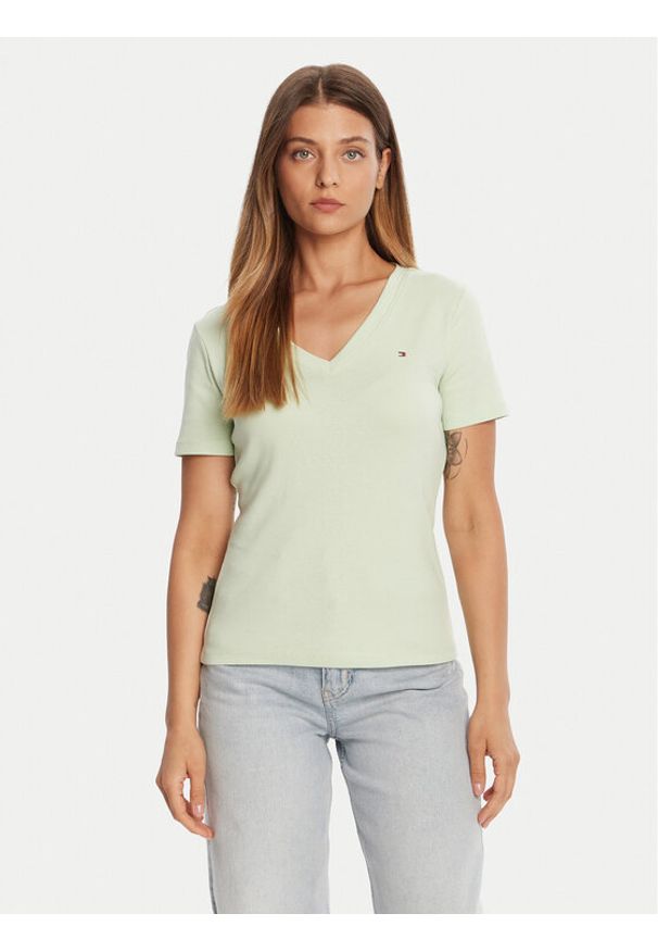 TOMMY HILFIGER - Tommy Hilfiger T-Shirt New Cody WW0WW40584 Zielony Slim Fit. Kolor: zielony. Materiał: bawełna