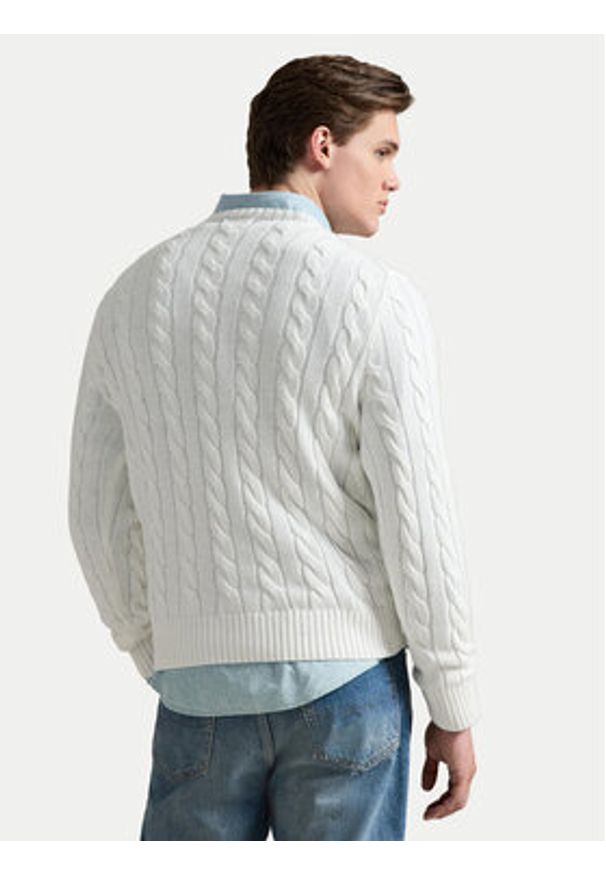 Polo Ralph Lauren Sweter 710775885033 Biały Regular Fit. Typ kołnierza: polo. Kolor: biały. Materiał: bawełna