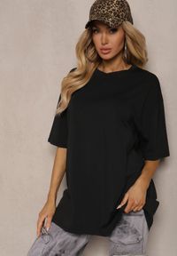 Renee - Czarny T-shirt z Krótkim Rękawem z Bawełny Bavima. Kolor: czarny. Materiał: bawełna. Długość rękawa: krótki rękaw. Długość: krótkie