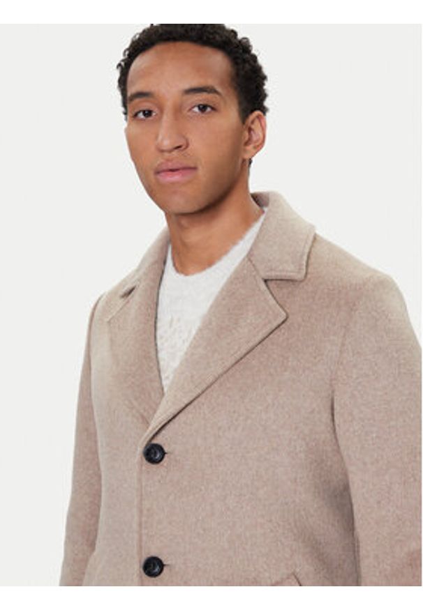 Guess Płaszcz wełniany M4BL3S WGJ82 Beżowy Slim Fit. Kolor: beżowy. Materiał: wełna, syntetyk
