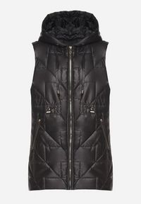 Born2be - Czarna Kamizelka Pikowana z Nieodpinanym Kapturem Lisandora. Okazja: na spacer. Kolor: czarny. Sezon: wiosna. Styl: klasyczny #7