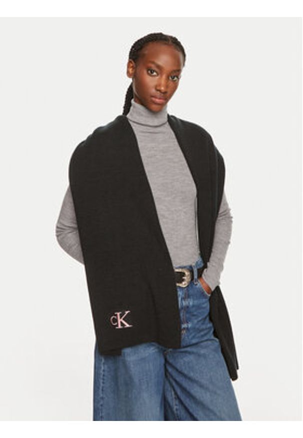 Calvin Klein Szalik Monogram K60K612659 Czarny. Kolor: czarny. Materiał: materiał, poliester