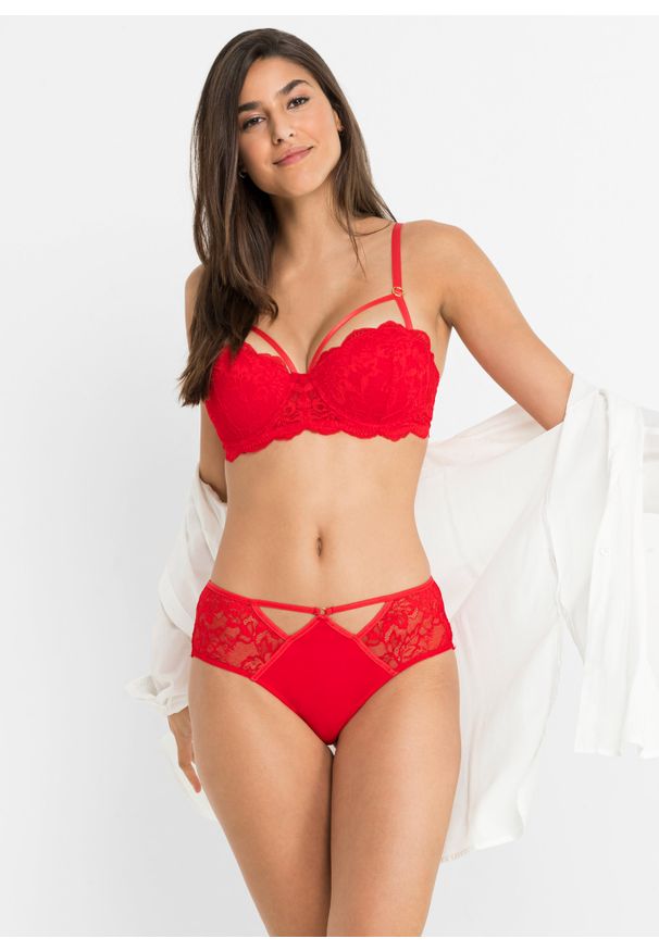 bonprix - Biustonosz balkonetka na fiszbinach. Kolor: czerwony