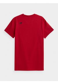 4f - T-shirt regular z nadrukiem męski. Kolor: czerwony. Materiał: bawełna, dzianina. Wzór: nadruk