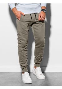 Ombre Clothing - Spodnie męskie dresowe JOGERRY - khaki V16 OM-PABS-0134 - L. Kolor: zielony. Materiał: dresówka