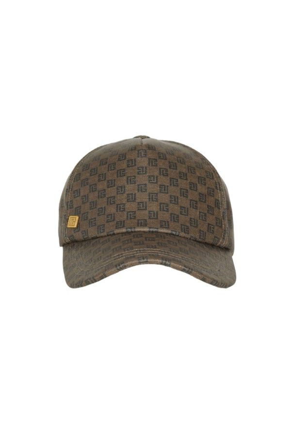 Balmain - BALMAIN Brązowa czapka z daszkiem Mini Mng Coated Canvas, Rozmiar 2. Kolor: brązowy