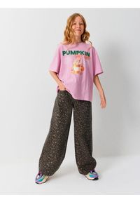 Sinsay - Jeansy wide leg w panterkę - wielobarwny. Wzór: motyw zwierzęcy #1