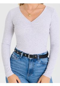 Sinsay - Wiskozowe body z dekoltem V - szary. Kolor: szary. Materiał: wiskoza #1