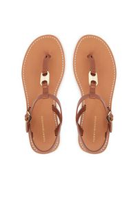 TOMMY HILFIGER - Tommy Hilfiger Sandały Leather Thong Sandal FW0FW09127 Brązowy. Kolor: brązowy. Materiał: skóra #4