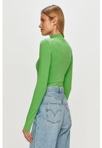 Calvin Klein Jeans - Longsleeve. Okazja: na co dzień. Kolor: zielony. Materiał: bawełna, dzianina, elastan. Długość rękawa: długi rękaw. Wzór: gładki. Styl: casual #4