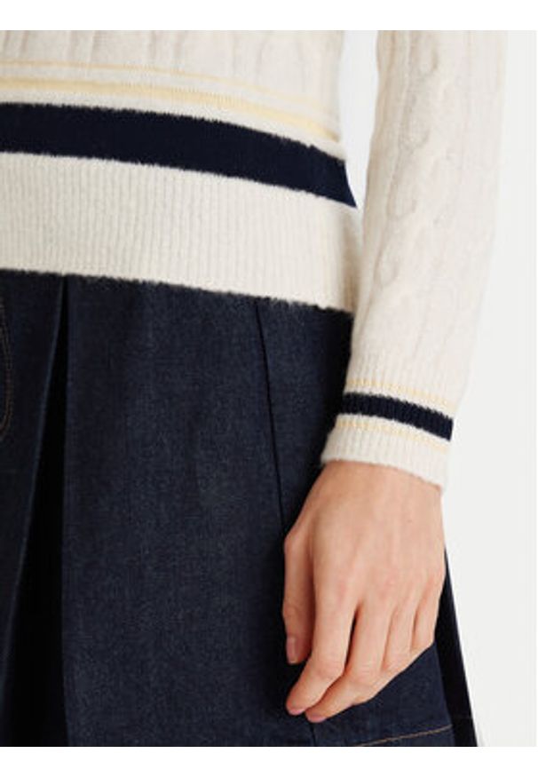 Lacoste Sweter AF4159 Écru Regular Fit. Materiał: wełna